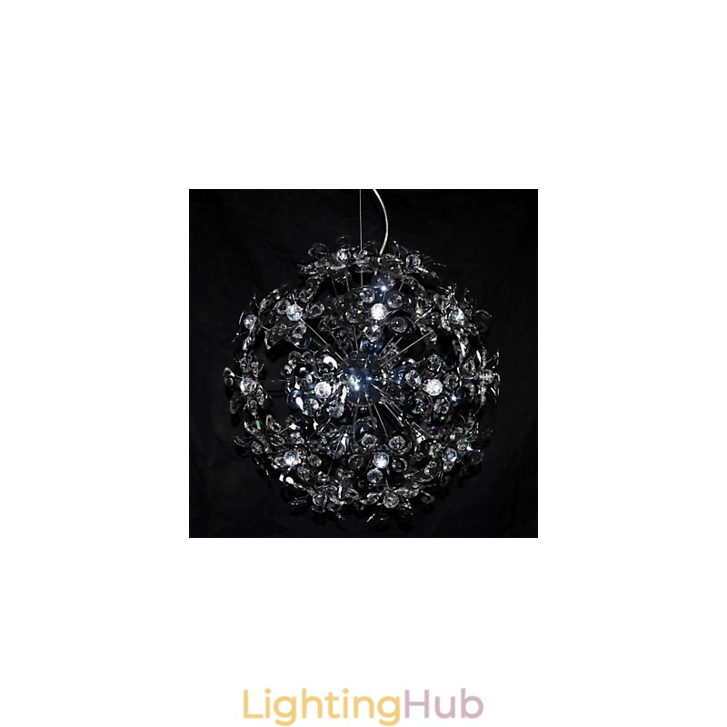 Modern Contemporary Chrome Crystal Pendant Light