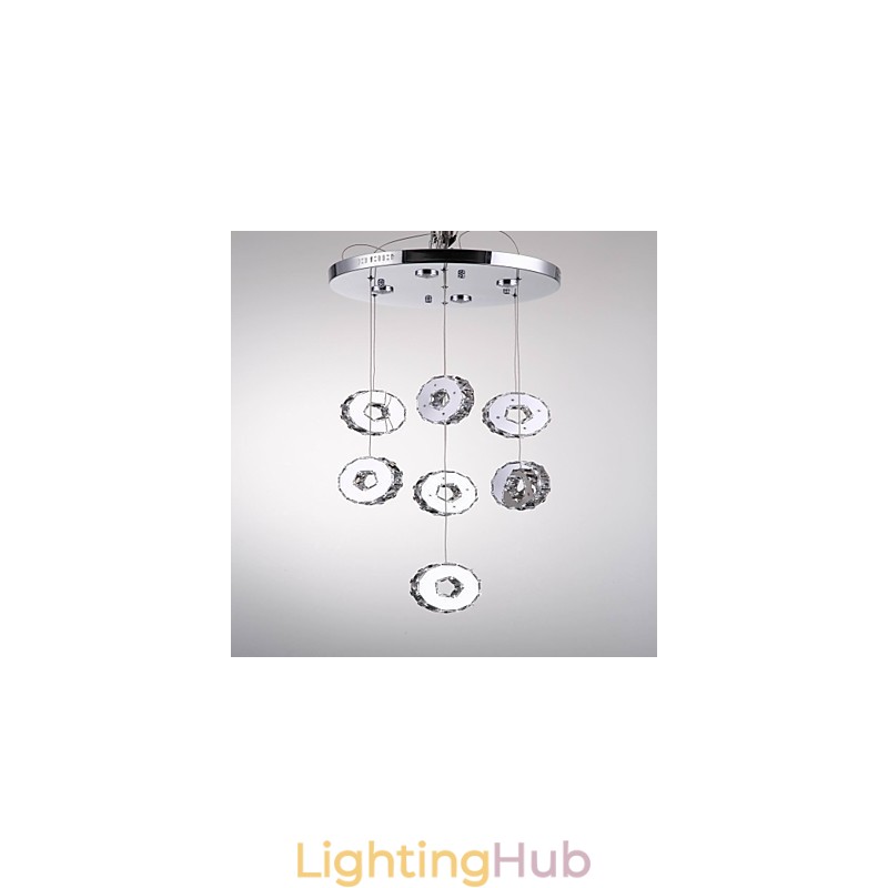 Modern High Grade Seven Ring 7 Lights Stainless Steel Crystal Chandelier