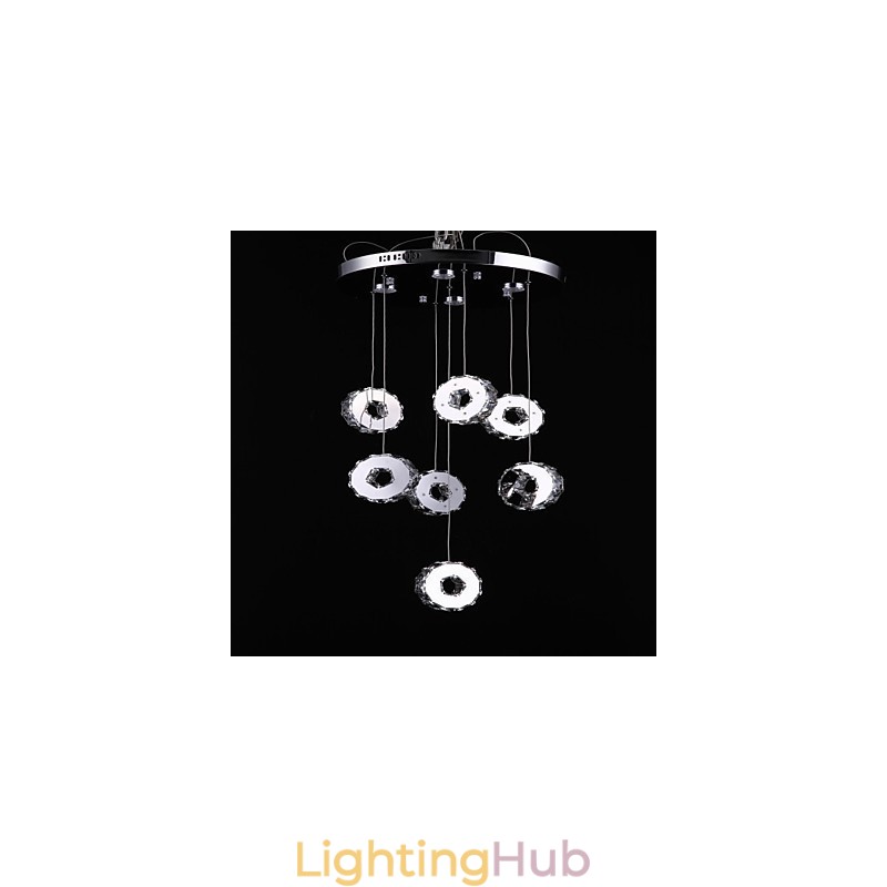 Modern High Grade Seven Ring 7 Lights Stainless Steel Crystal Chandelier