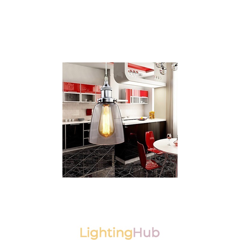 Modern Chrome Glass Vintage Industrial Retro Fitting Edison Pendant Light Cafe Porch Light