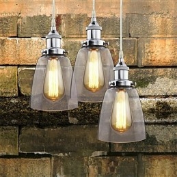 Modern Chrome Glass Vintage Industrial Retro Fitting Edison Pendant Light Cafe Porch Light
