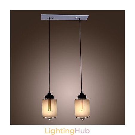 Modern Glass Pendant Light with 2 Lights in Transparent Bottle Design Modern Glass Pendant Light with 2 Lights in Transparent Bottle Design