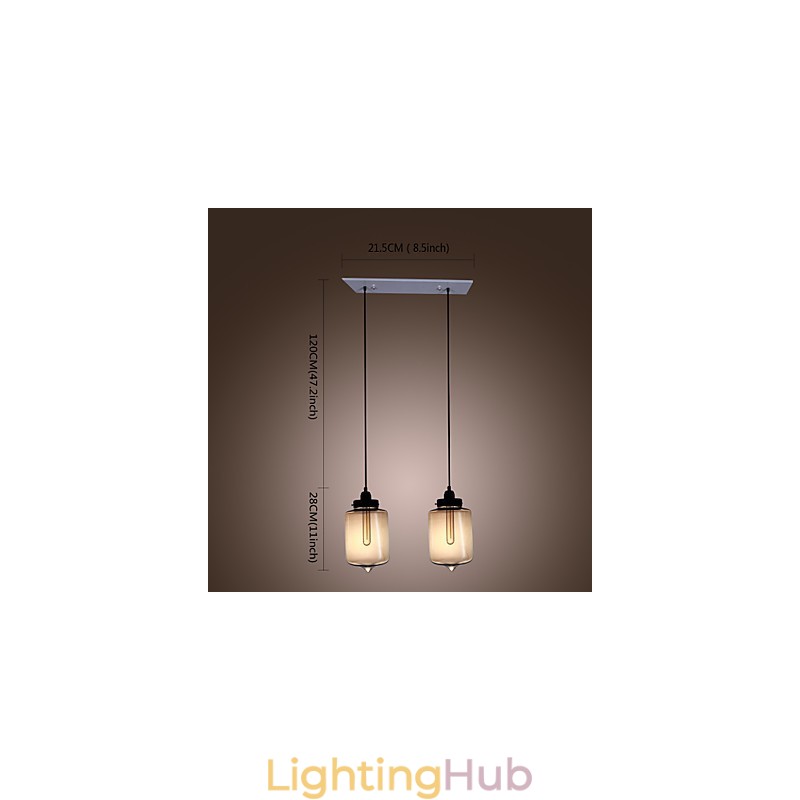 Modern Glass Pendant Light with 2 Lights in Transparent Bottle Design