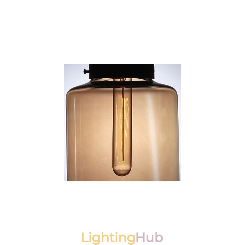 Modern Glass Pendant Light with 2 Lights in Transparent Bottle Design