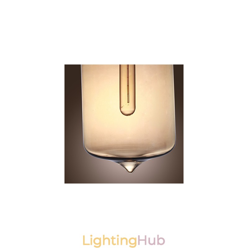 Modern Glass Pendant Light with 2 Lights in Transparent Bottle Design