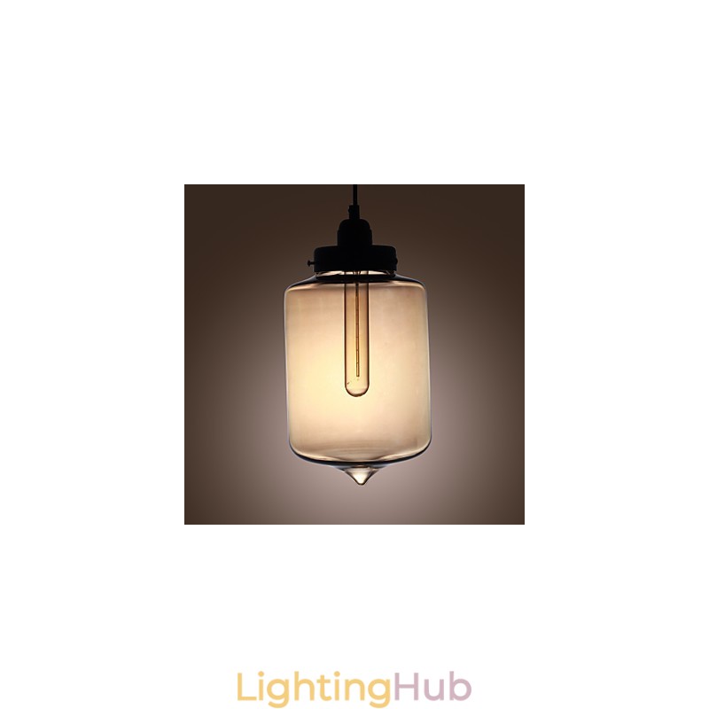 Modern Glass Pendant Light with 2 Lights in Transparent Bottle Design