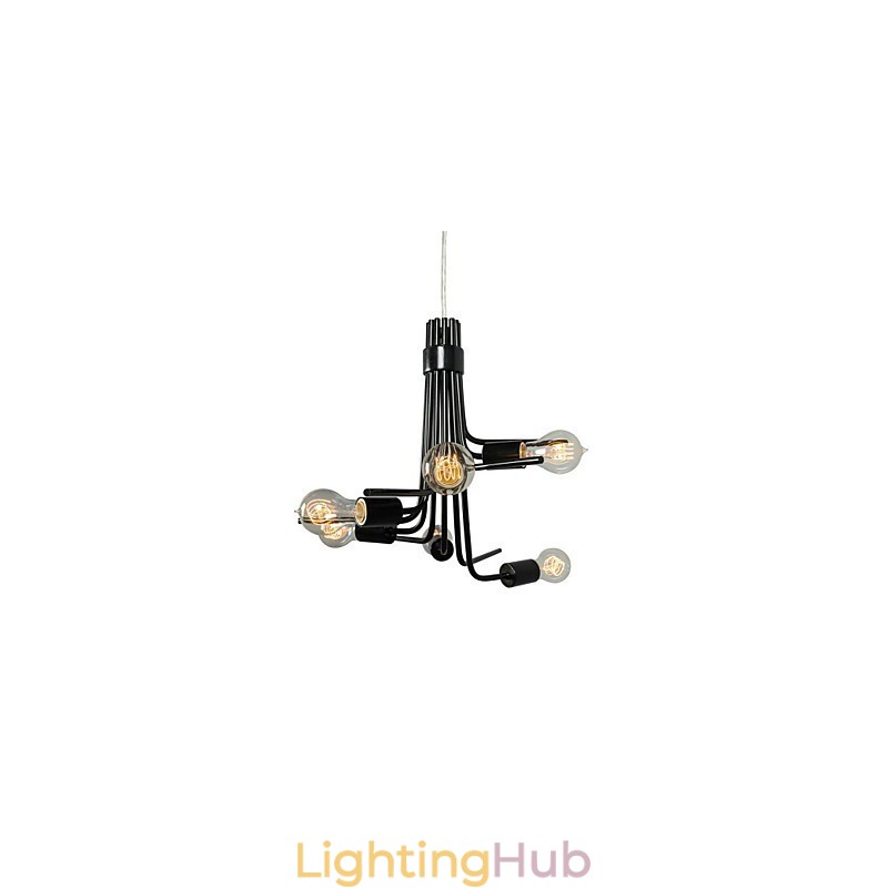 North American Style Modern Characteristic 6 Light Pendant In Black