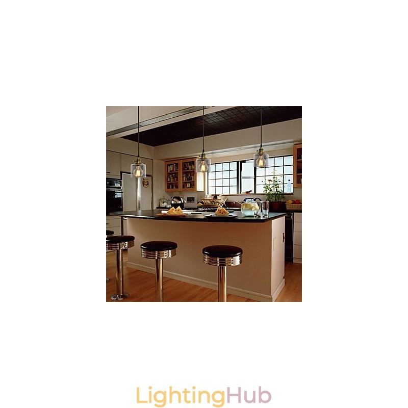 Glass Brass Retro Vintage Industrial ART Cafe Garage Pendant Light