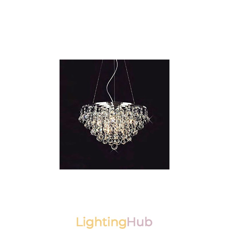 Crystal Drop Pendant Light with 8 Lights in Round Shape