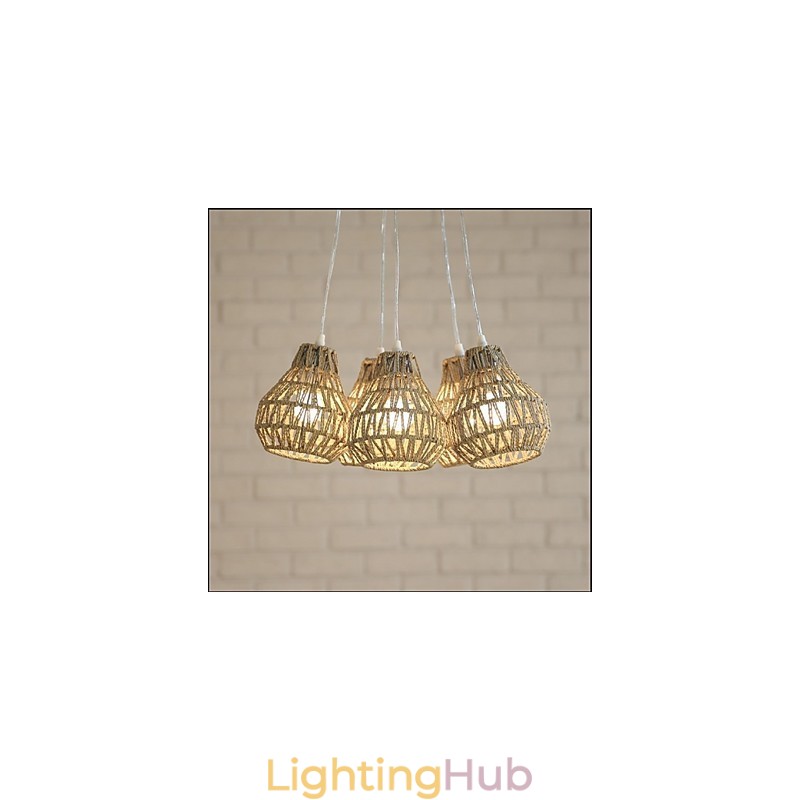 Cage Rope Creative RETRO Art 5 Head Chandelier