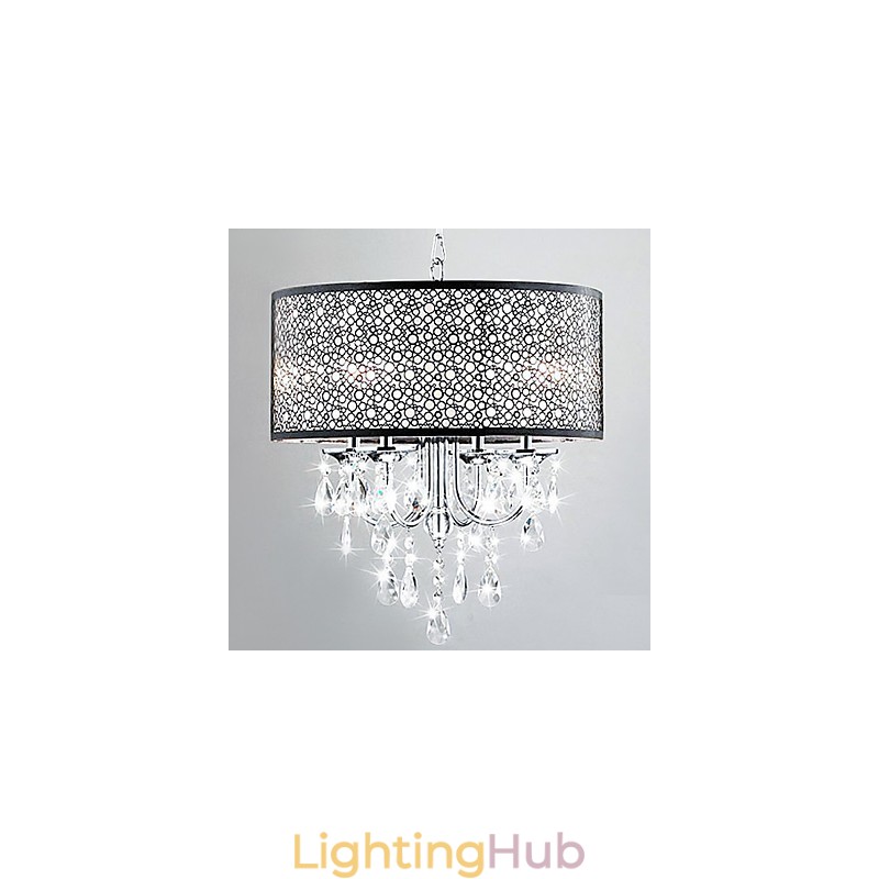 Modern 4 Light Pendant Light with Crystal Drops