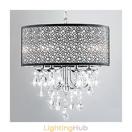 Modern 4 Light Pendant Light with Crystal Drops Modern 4 Light Pendant Light with Crystal Drops