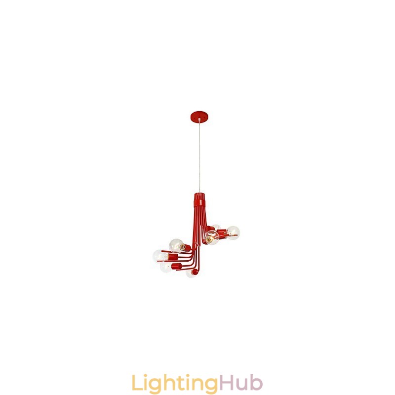 North American Style Modern Characteristic 8 Light Pendant In Red