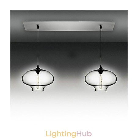 2 Light Modern Glass Pendant Light in Black Bubble Design 2 Light Modern Glass Pendant Light in Black Bubble Design