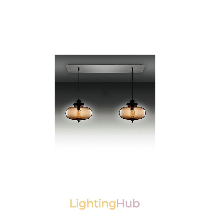 Modern Transparent Glass Pendant Light with 2 Lights in Bubble Design