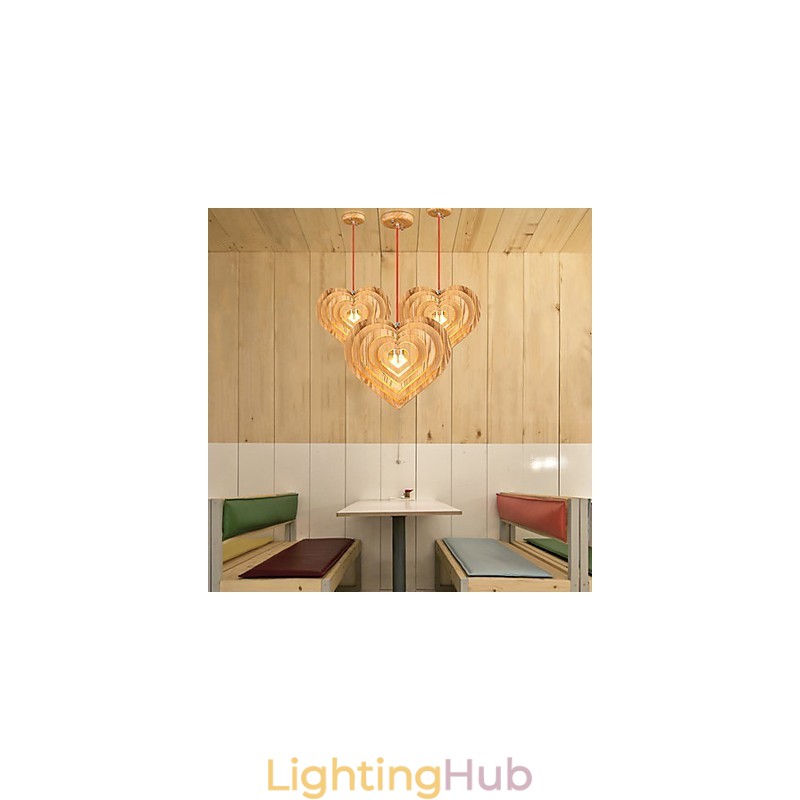 Chandelier Mini Style Lantern Wood Bamboo