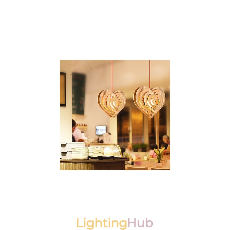 Chandelier Mini Style Lantern Wood Bamboo