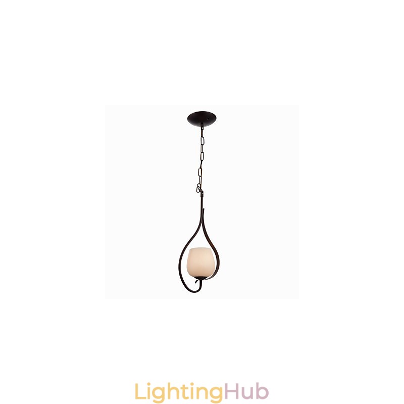 Iron Painting Pendant Light with Glass Shade Classic Lighting Lamp 1 Head