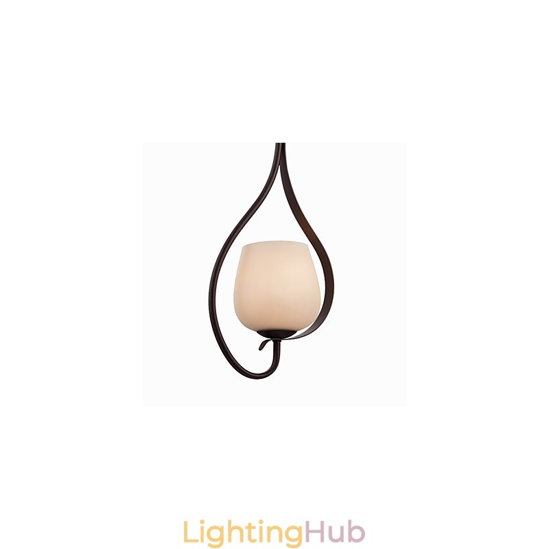 Iron Painting Pendant Light with Glass Shade Classic Lighting Lamp 1 Head