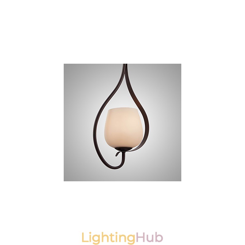 Iron Painting Pendant Light with Glass Shade Classic Lighting Lamp 1 Head