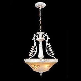 White Pendant Three Lights Pattern Glass Shade Hand Gilt European Retro Classic