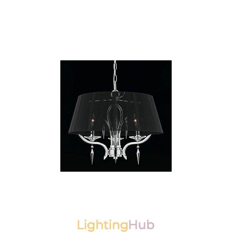 Elegant Crystal Chandelier with 3 Lights in Black Shade