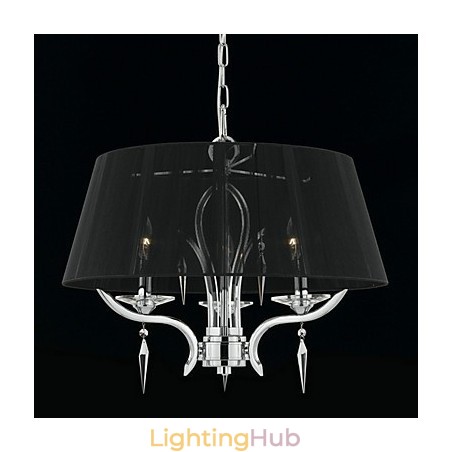 Elegant Crystal Chandelier with 3 Lights in Black Shade Elegant Crystal Chandelier with 3 Lights in Black Shade