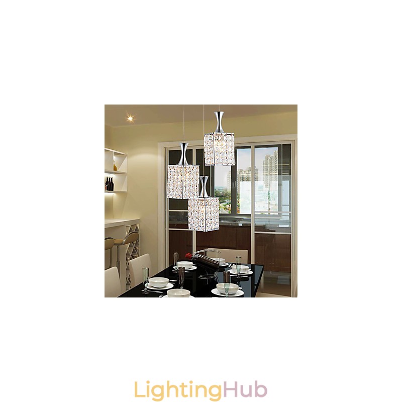 3 Lights Metal Frame K9 Crystal Chandelier Droplight Send Bulb