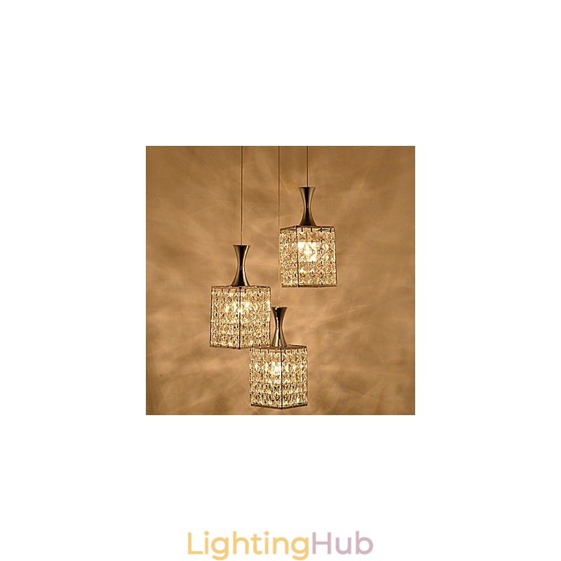 3 Lights Metal Frame K9 Crystal Chandelier Droplight Send Bulb
