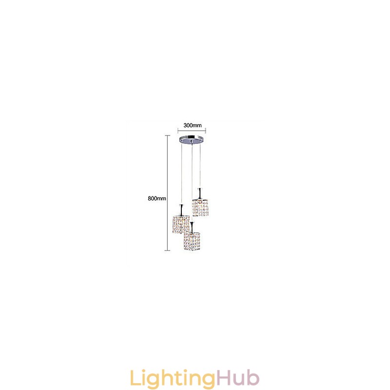 3 Lights Metal Frame K9 Crystal Chandelier Droplight Send Bulb