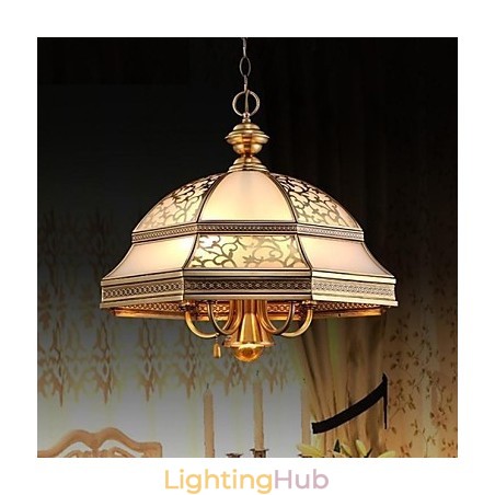 Brass Pendant Lamp Six Lights Vintage Total Copper Glass Brass Pendant Lamp Six Lights Vintage Total Copper Glass