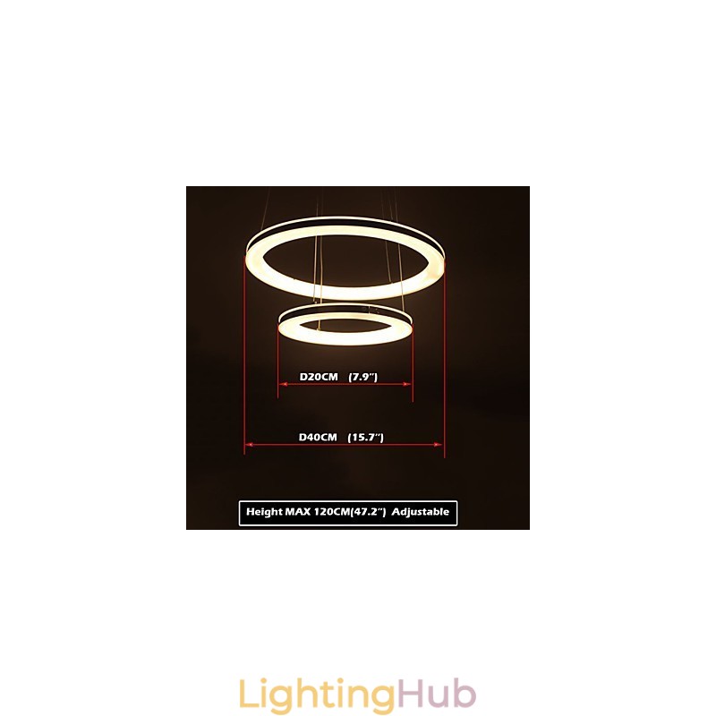 Acrylic Pendant Light Round Chandelier Lighting with 2 Rings Lamps Fixtures