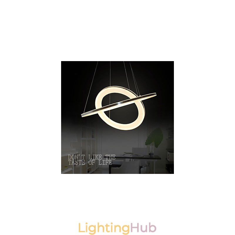 Acrylic Pendant Light Round Chandelier Lighting with 2 Rings Lamps Fixtures