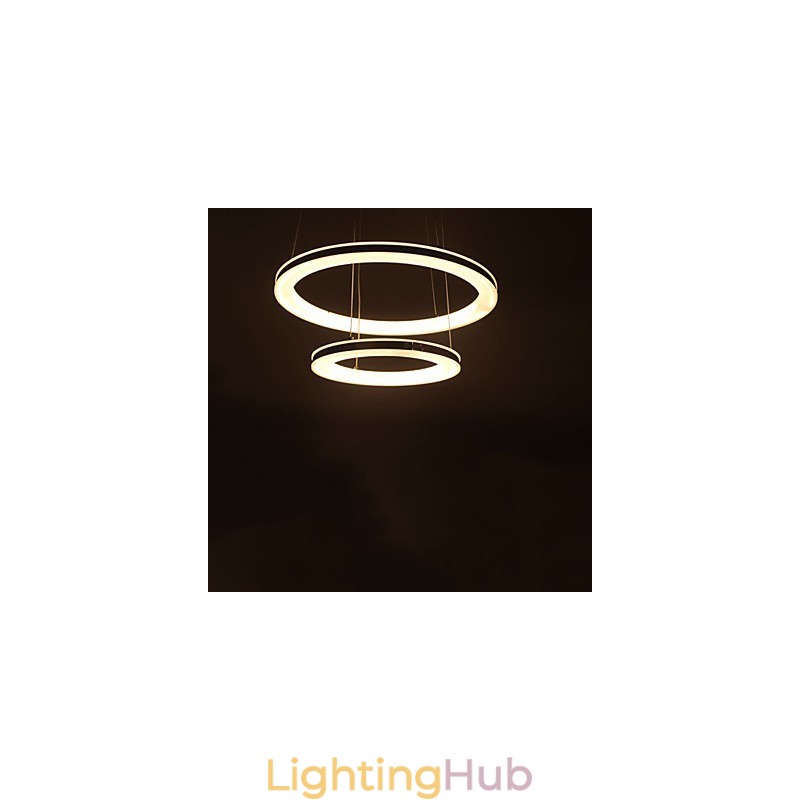 Acrylic Pendant Light Round Chandelier Lighting with 2 Rings Lamps Fixtures