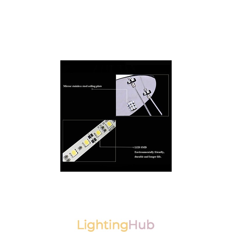 Acrylic Pendant Light Round Chandelier Lighting with 2 Rings Lamps Fixtures