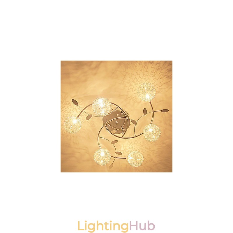 Modern Contemporary Crystal Electroplated Flush Mount