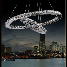 Hotel Pendant Light Crystal Chandelier Lighting Ceiling Lamps Fixtures with Warm and Cool White
