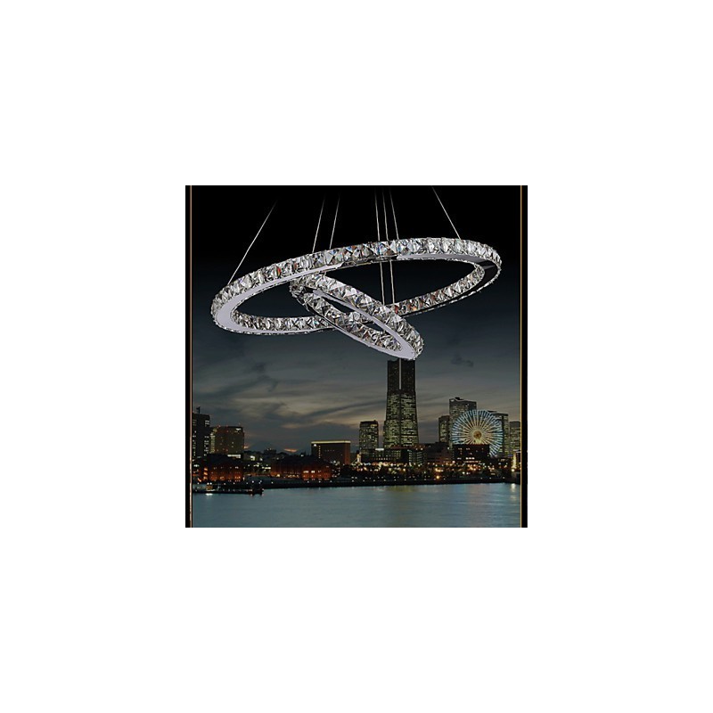 Hotel Pendant Light Crystal Chandelier Lighting Ceiling Lamps Fixtures with Warm and Cool White