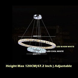 Hotel Pendant Light Crystal Chandelier Lighting Ceiling Lamps Fixtures with Warm and Cool White