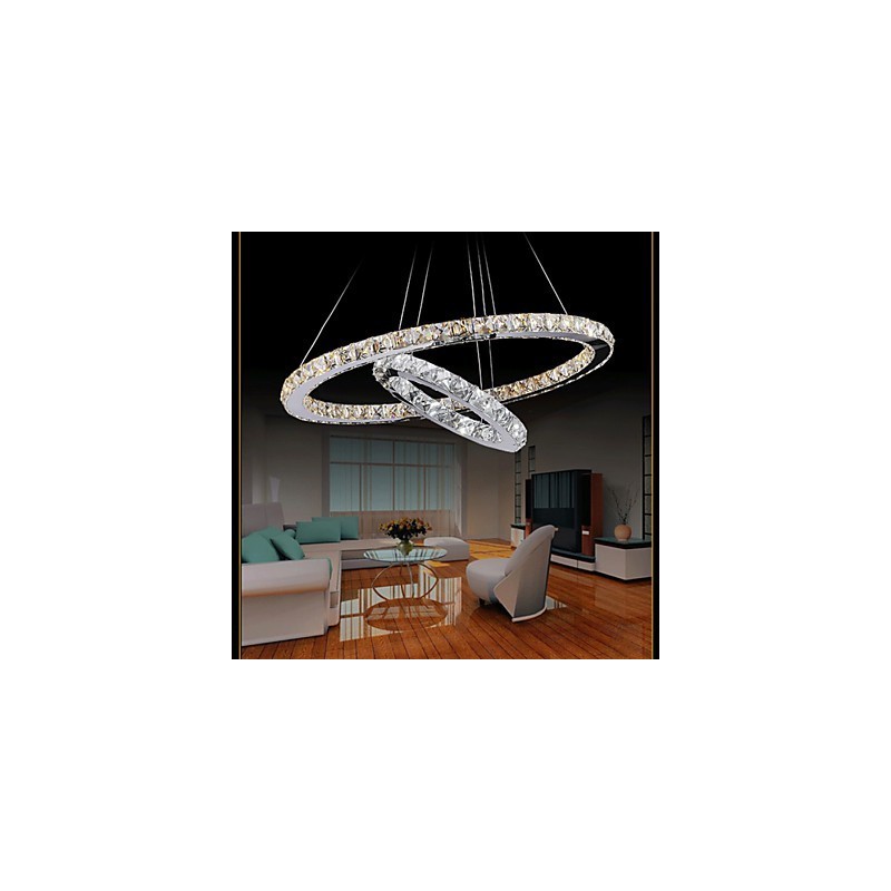 Hotel Pendant Light Crystal Chandelier Lighting Ceiling Lamps Fixtures with Warm and Cool White
