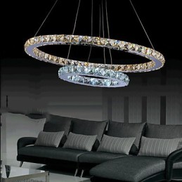 Hotel Pendant Light Crystal Chandelier Lighting Ceiling Lamps Fixtures with Warm and Cool White