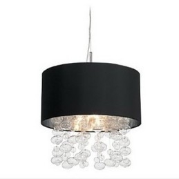 Modern Pendant Light with 7 Lights and Black Fabric Drum Shade (Base)