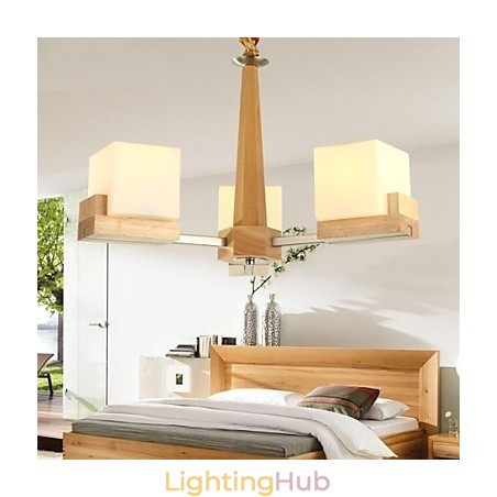 Oak Pendant Lamp Three Lights Oak and Glass Oak Pendant Lamp Three Lights Oak and Glass