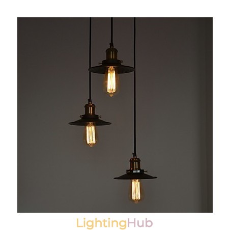 Vintage 3 Light Pendant In Iron Shade Vintage 3 Light Pendant In Iron Shade