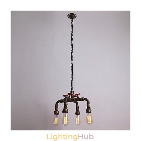 Water Pipe Retro 4Light Painting Pendant Water Pipe Retro 4Light Painting Pendant