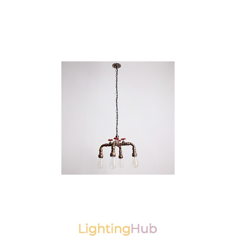 Water Pipe Retro 4Light Painting Pendant