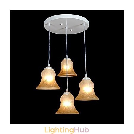White Pendant Four Lights Pattern Glass Shade Hand Gilt European Retro Classic White Pendant Four Lights Pattern Glass Shade Hand Gilt European Retro Classic