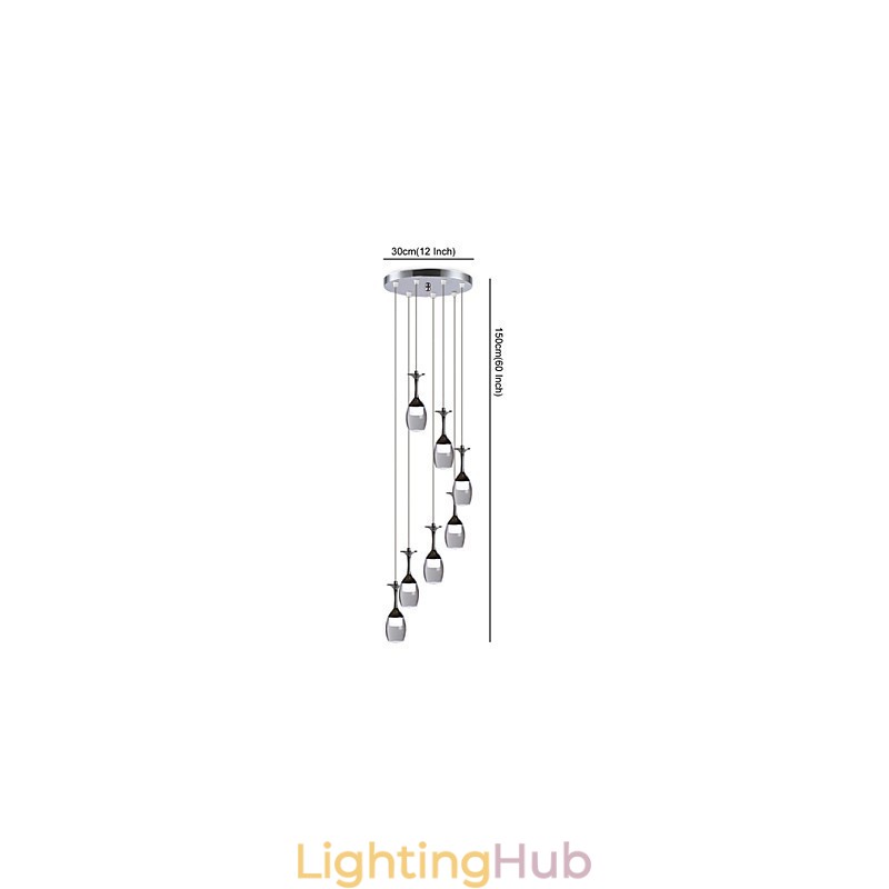 Modern Pendant Light 7 Lights Integrated Bulbs Included Stair Light