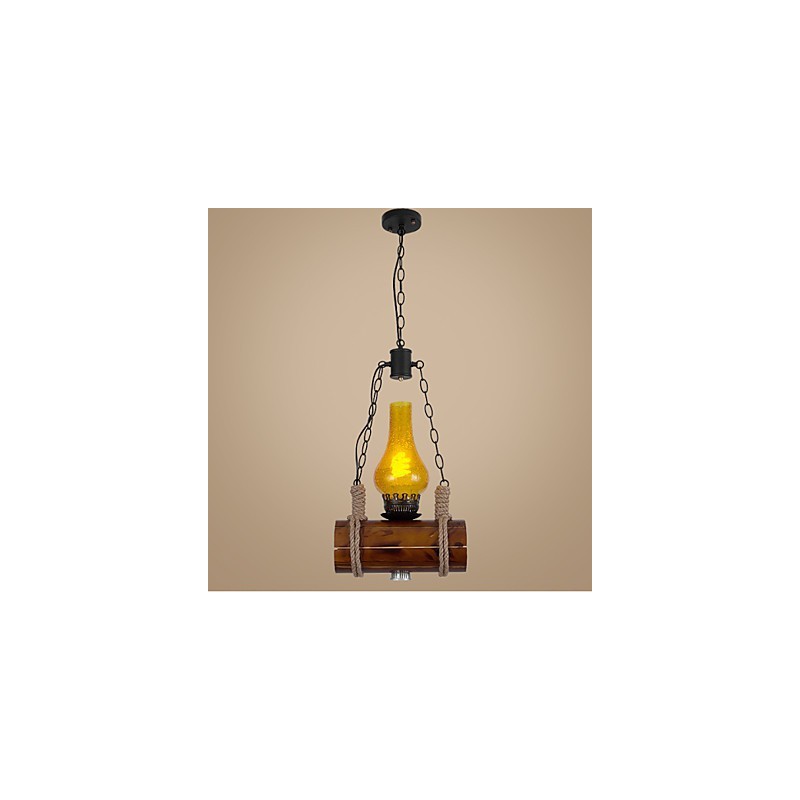 Bar Of The Retro Solid Wood Single Head Pendant