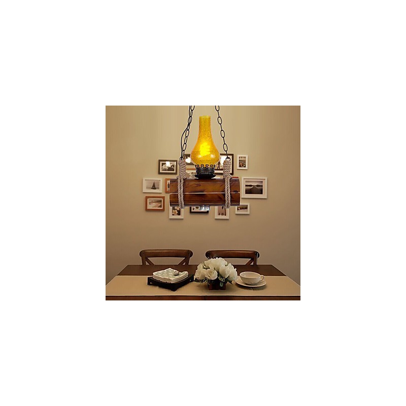 Bar Of The Retro Solid Wood Single Head Pendant